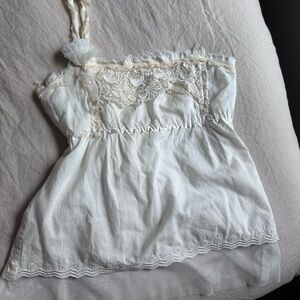 Vintage White Lace Trimmed Women's Top